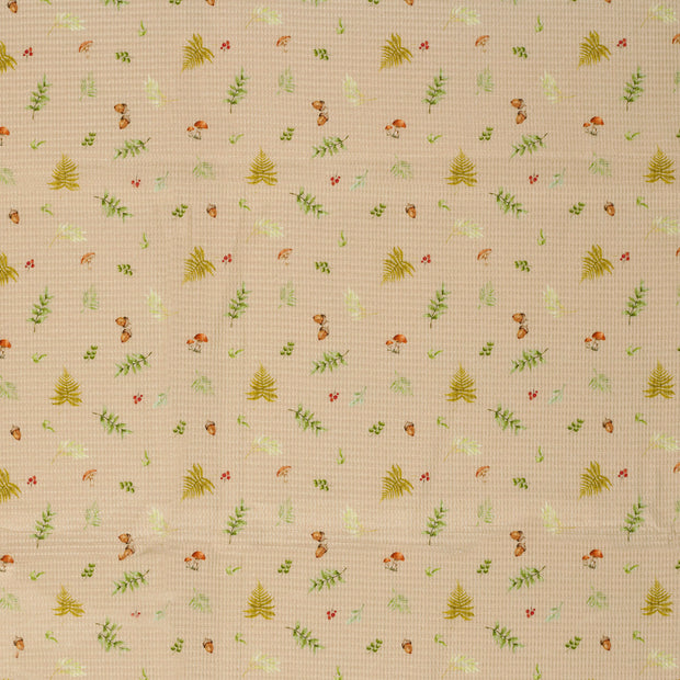 Waffle piqué fabric Beige matte 