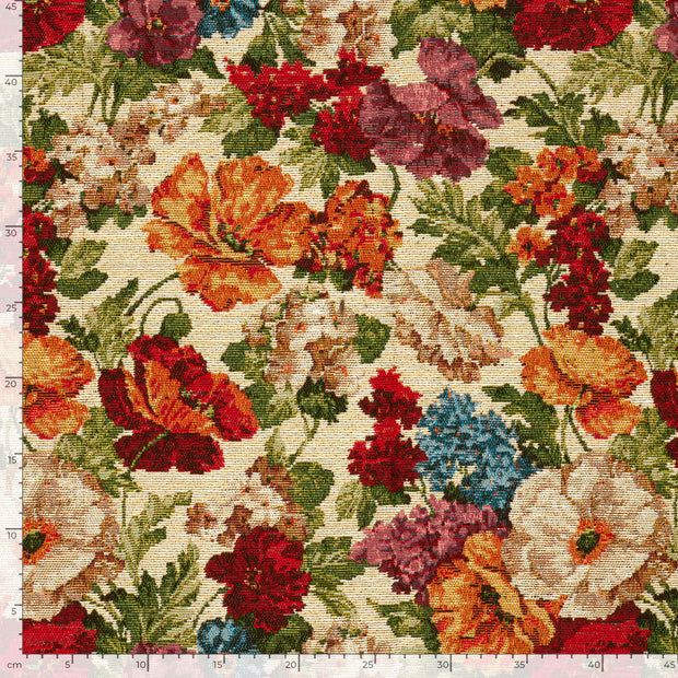 Jacquard tela Flores Beis