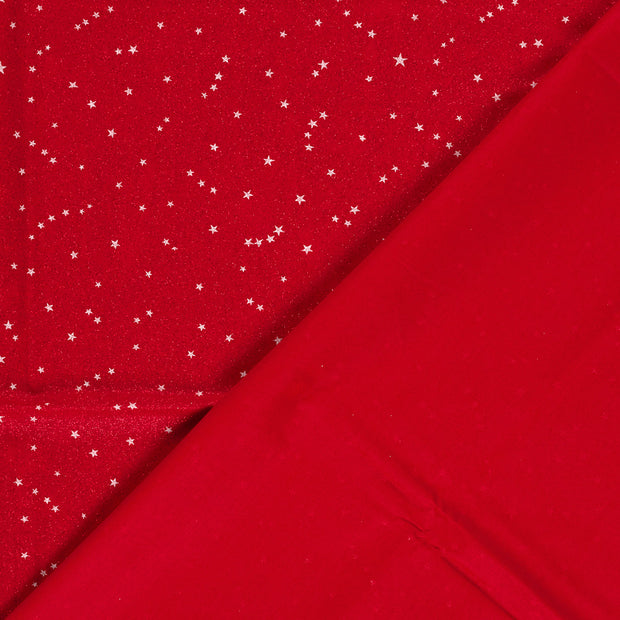 Algodón Popelina tela Navidad estampado con brillantina 