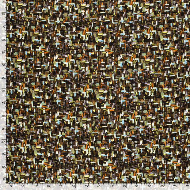 Viscose Nylon Crepe stof Abstract Donkerbruin