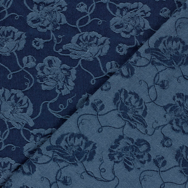 Denim fabric Flowers jacquard 