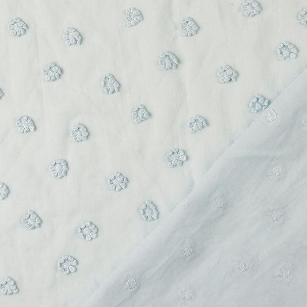 Cotton Poplin fabric Sky Blue embroidered 
