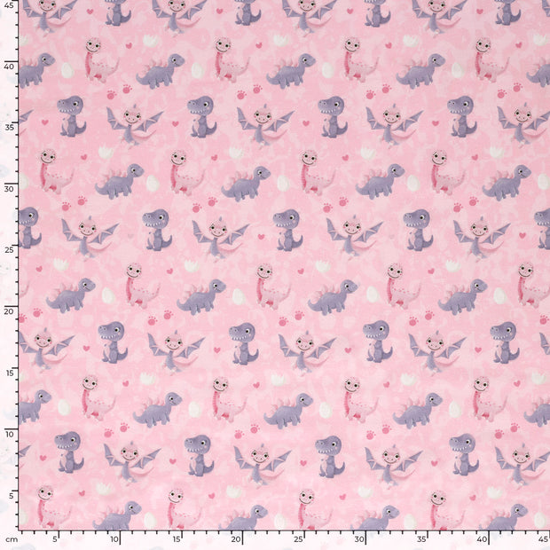 Jersey fabric Dinosaurs Old Pink