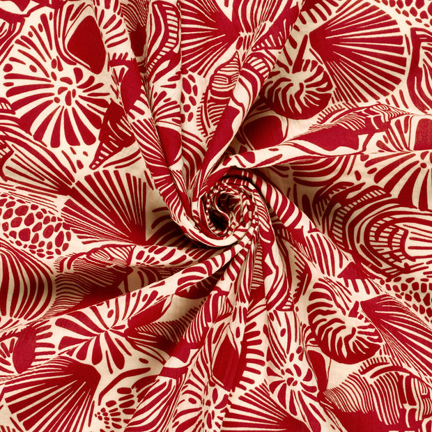 Muselina tela Rojo estampado 
