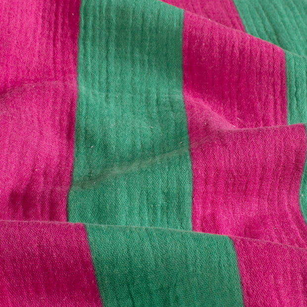 Muslin fabric Stripes Green