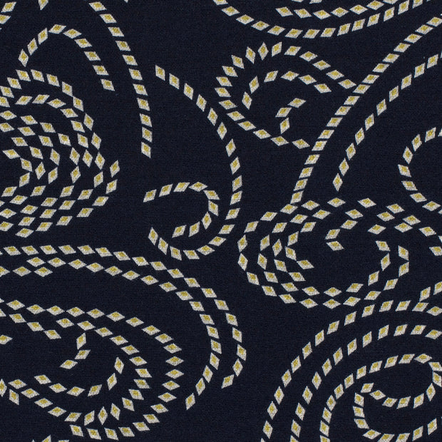 Poly Viscose Jersey fabric Abstract Navy