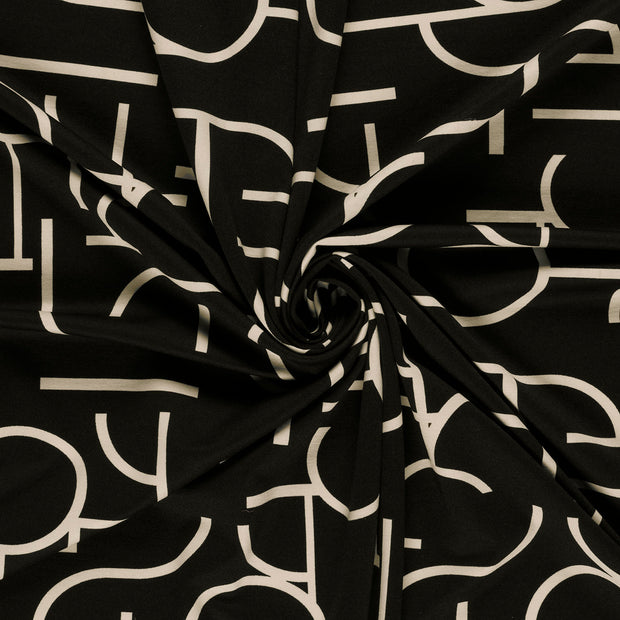 Punta di Roma fabric Black printed 