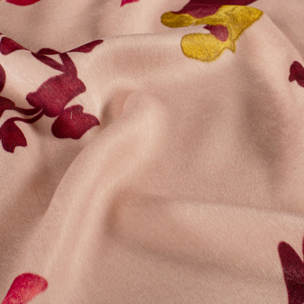 Satin Velvet tela Hojas Rosa antiguo