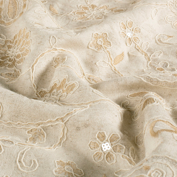 Jacquard fabric Flowers Beige