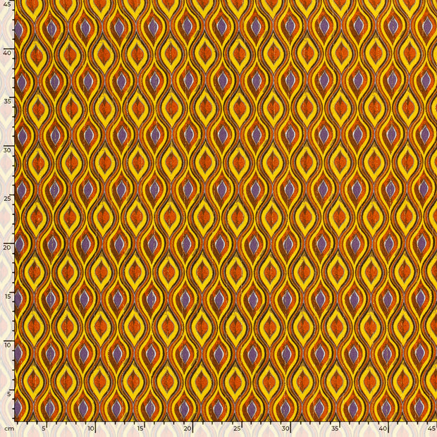 Borken Crepe fabric Abstract Yellow