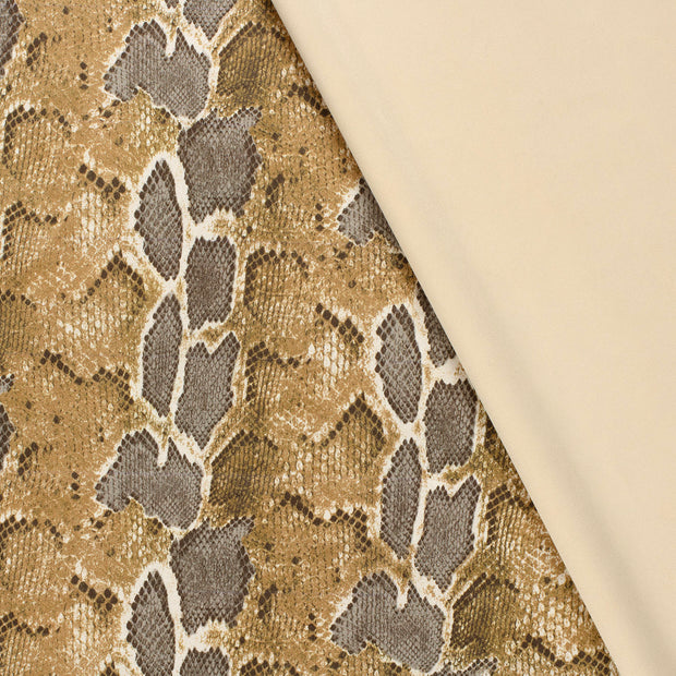 Suede leather fabric Snakes printed 