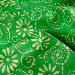 Voile printed Flowers Lime Green