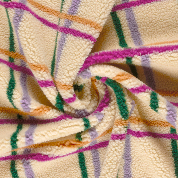 Sherpa Fleece fabric Beige printed 