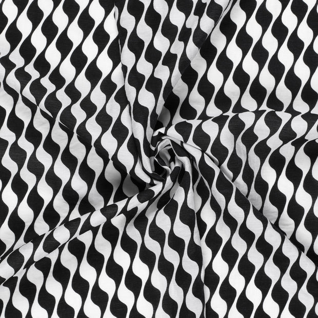 Viscose Nylon Twill stof Zwart bedrukt 