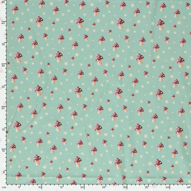 Jersey fabric Mushrooms Mint