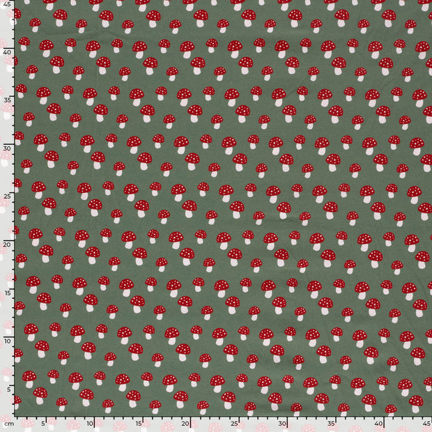 Jersey tissu champignons Vert kaki