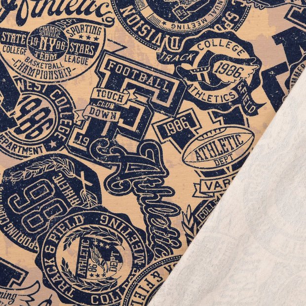 French Terry tissu Bleu Marine imprimé 