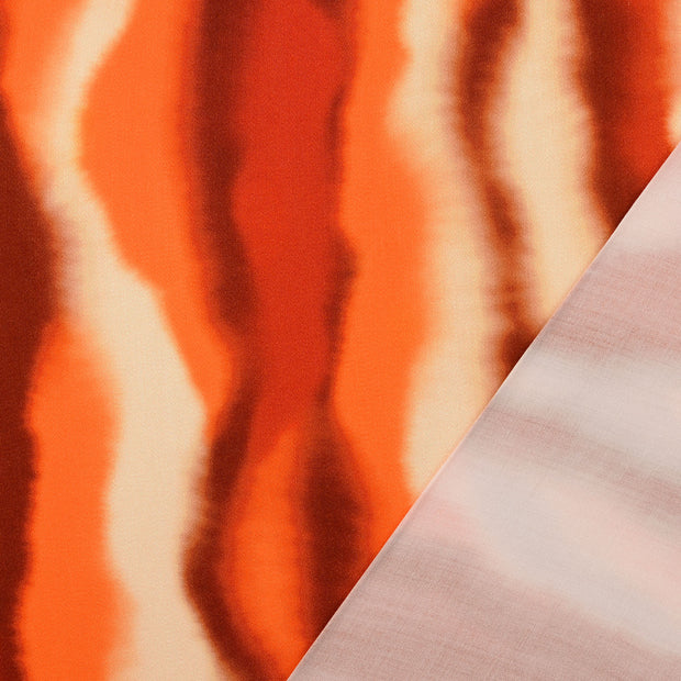 Viscose Satin tissu Orange imprimé numérique 