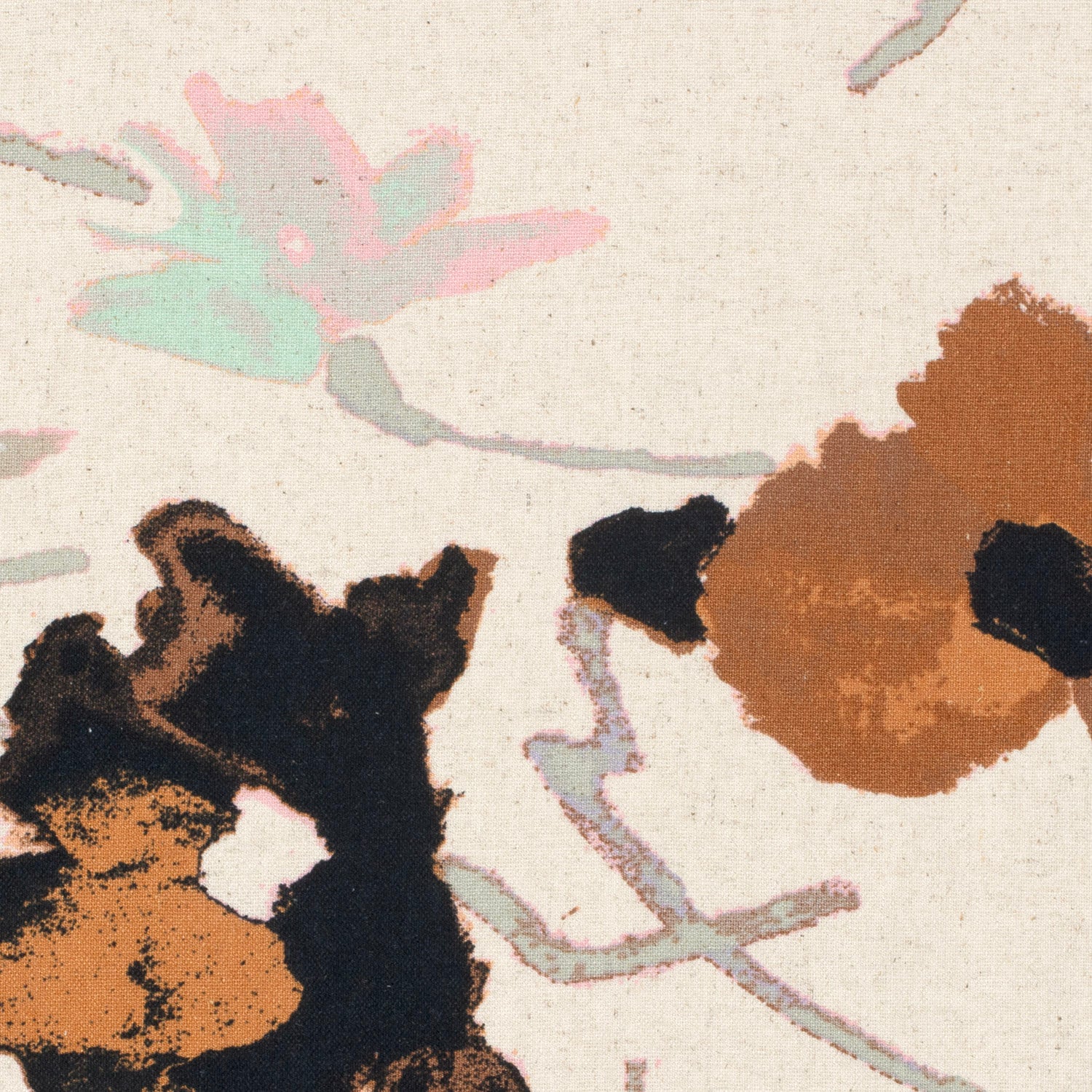 Woven Viscose Linen fabric Flowers Beige Wholesale fabrics