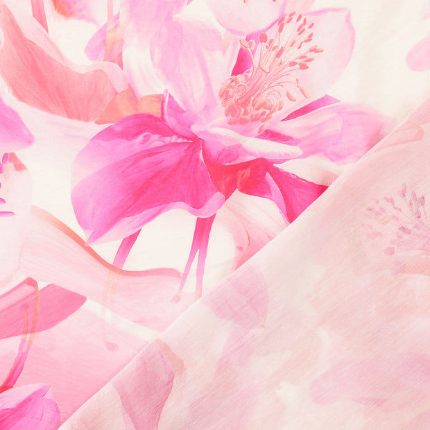 Viscose Poplin stof Roze digitaal bedrukt 