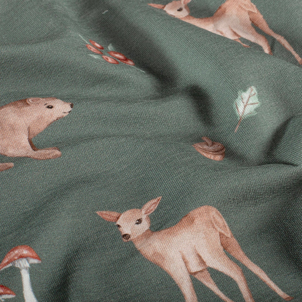 Felpa GOTS tela Animales Menta