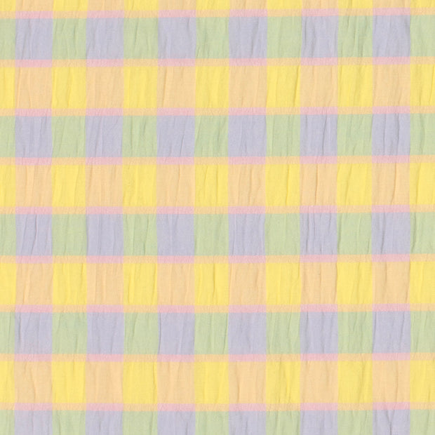 Seersucker fabric Checks Light Yellow