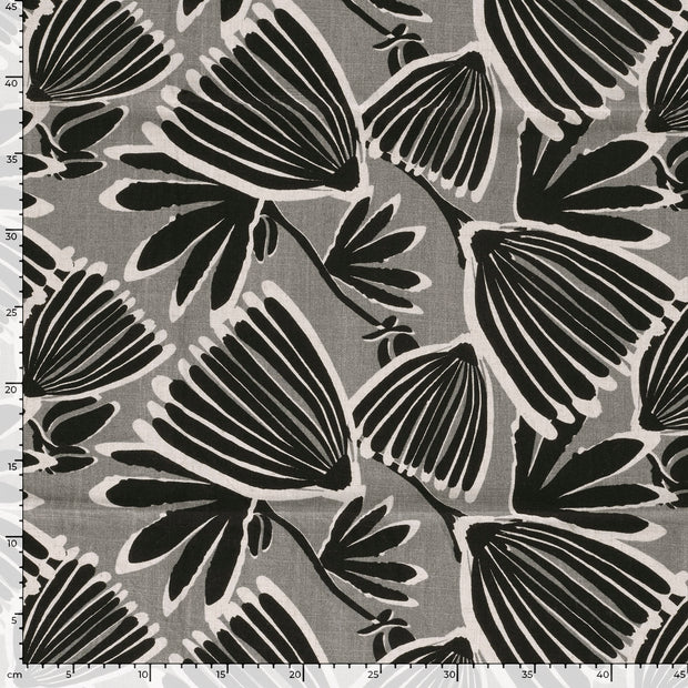  fabric Flowers Dark Grey