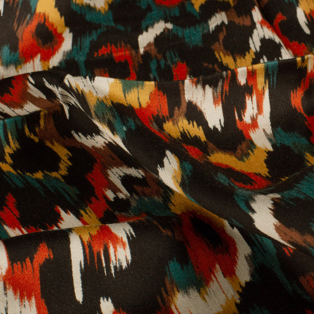 Viscose Satin fabric Abstract Petrol