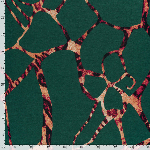Poly Viscose Tricot tissu Abstrait Vert foncé