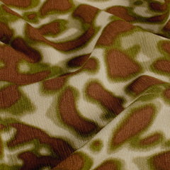 Satijn bedrukt Abstract Kaki groen