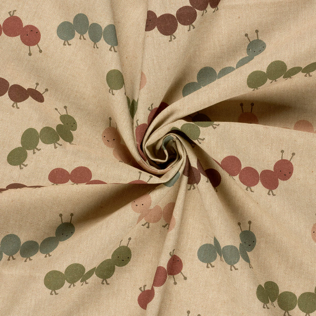 Linen Look fabric Beige digital printed 