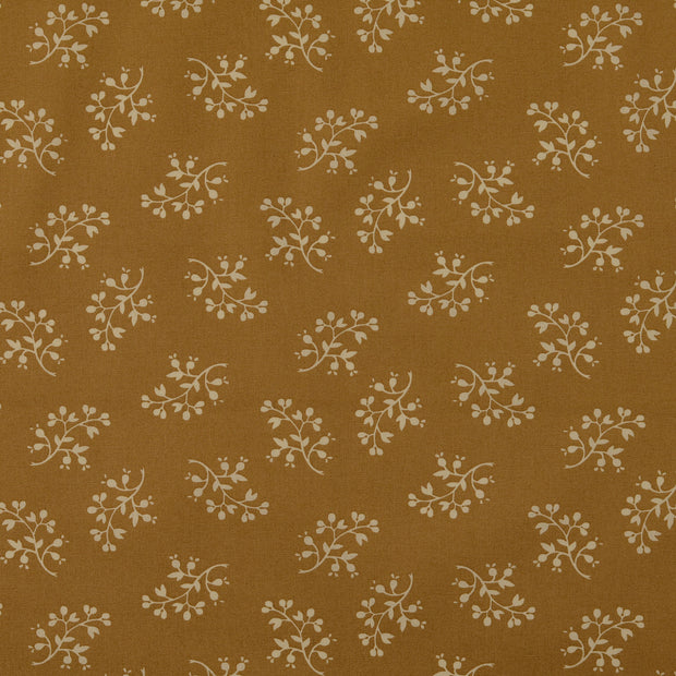 Cotton Poplin fabric Flowers Beige