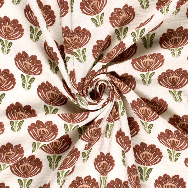 Double gaze tissu Blanc cassé imprimé 