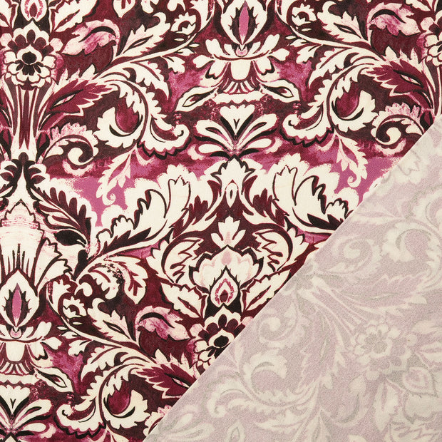 Viscose Crêpe tissu Bordeaux imprimé numérique 