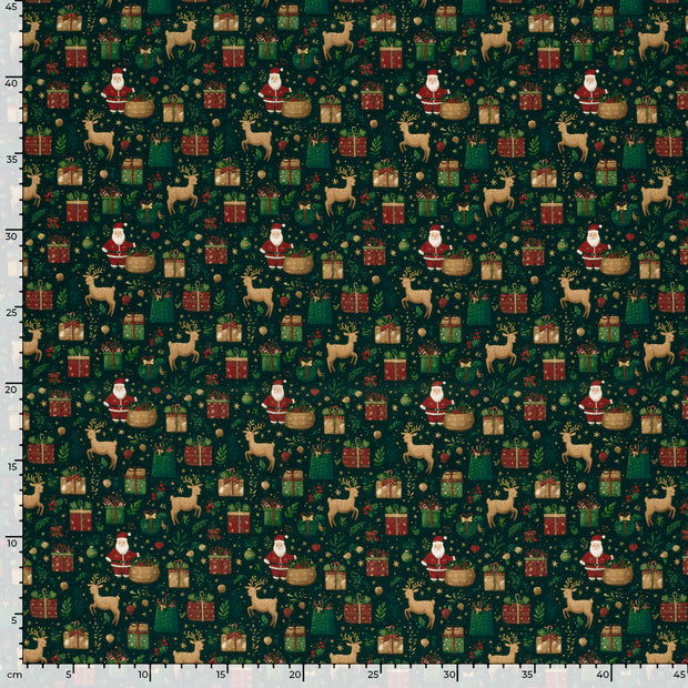 Cotton Poplin fabric Christmas Navy