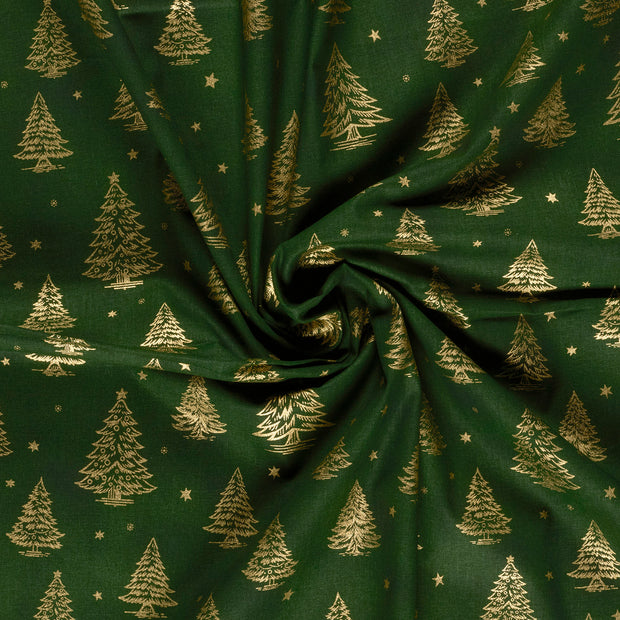 Algodón Popelina tela Verde 