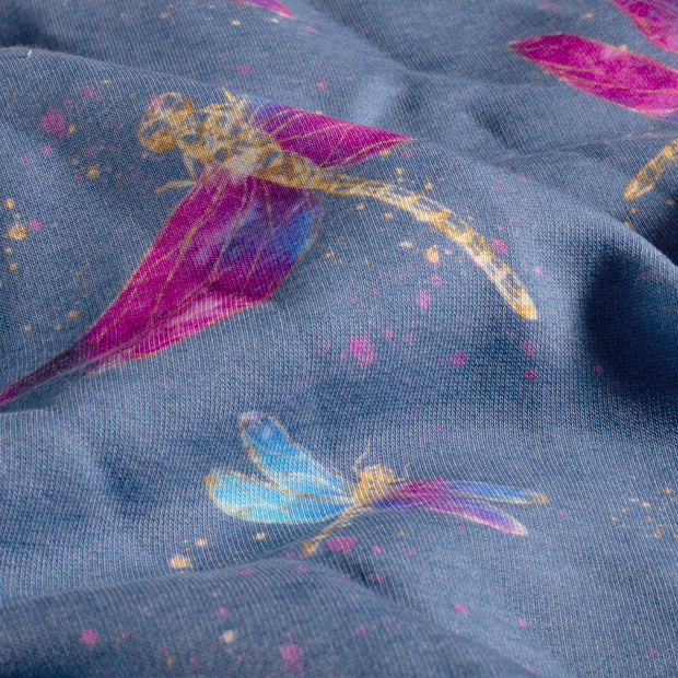 Jogging fabric Dragonflies Steel Blue