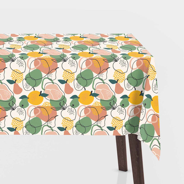 Coated Tablecloth fabric Fruits Off White