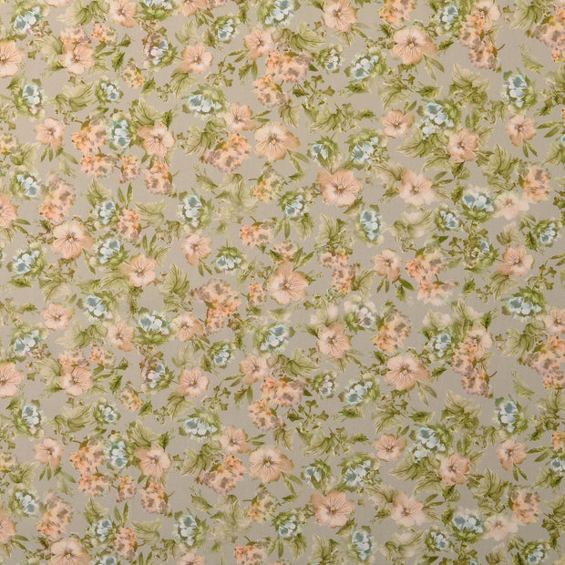Cotton Poplin fabric Flowers Grey