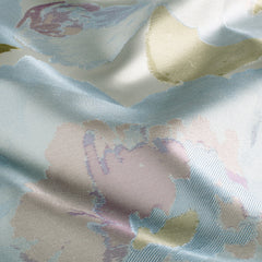 Jacquard fil teint fleurs Bleu bébé