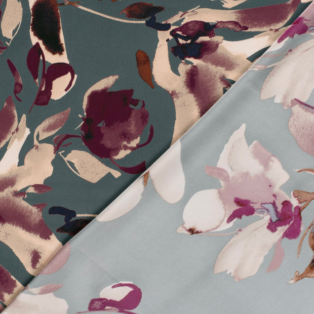 Satin Duchesse fabric Flowers printed 