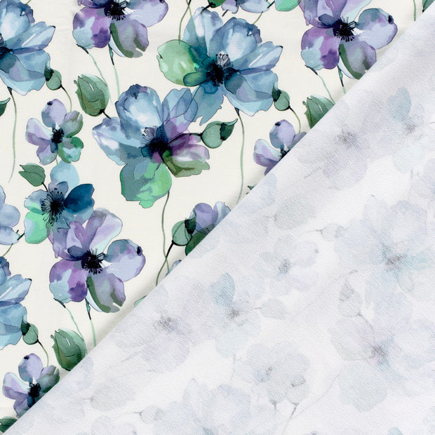 French Terry GOTS organic fabric Flowers digital printed 
