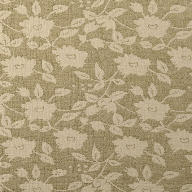Double gaze tissu fleurs Vert