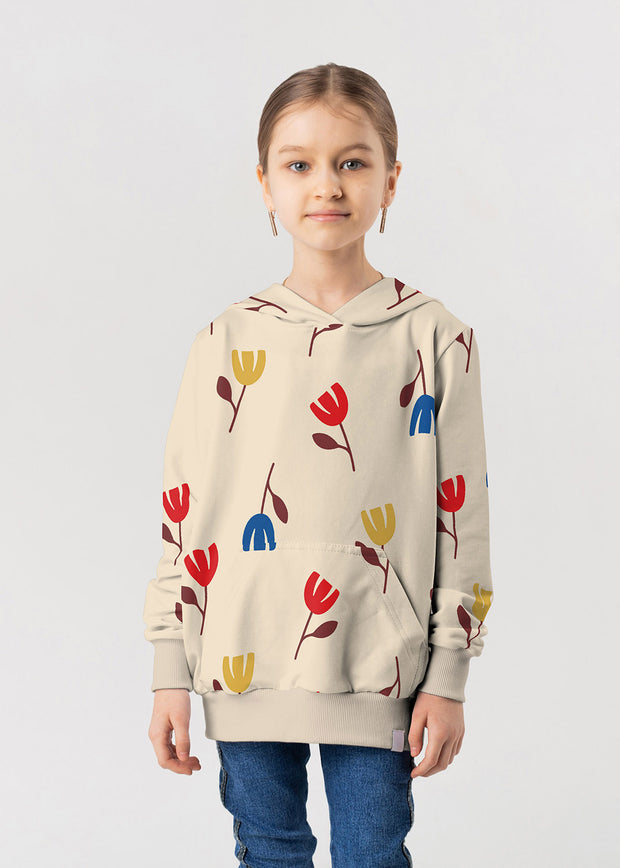 French Terry stof Bloemen Beige