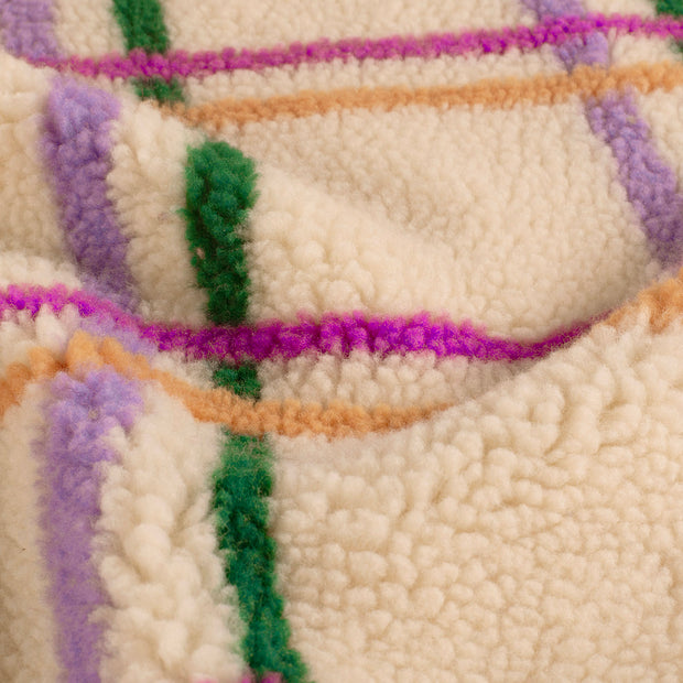 Sherpa Fleece fabric Checks Beige