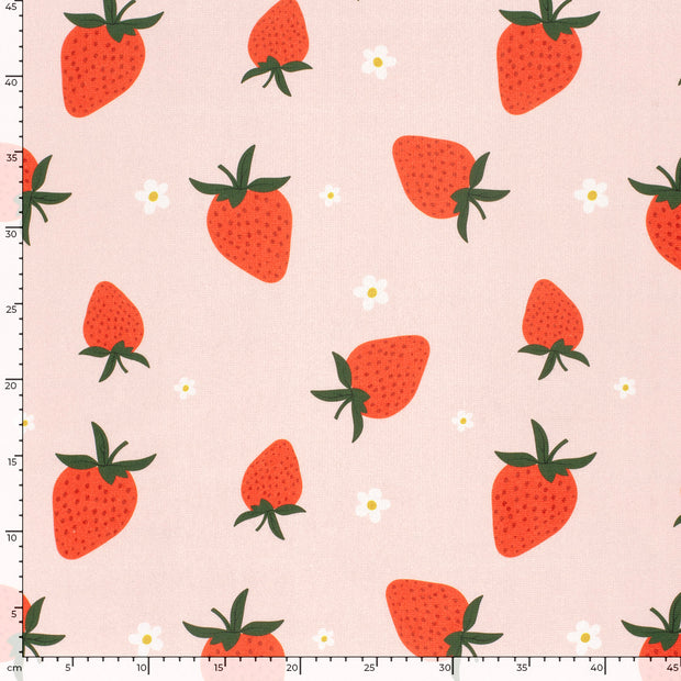  tissu fraises Rose clair