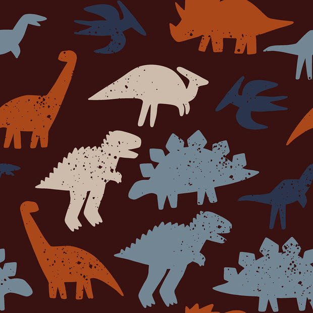 Aqua Protect (waterproof) fabric Dinosaurs Dark Brown