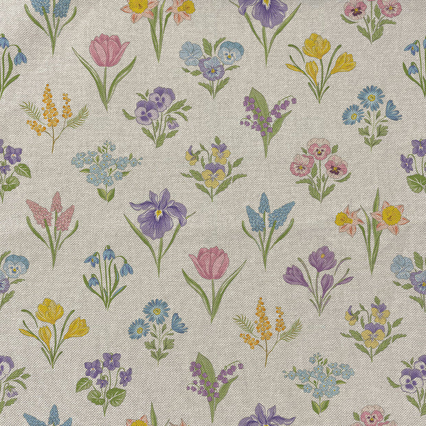 Leinen-Optik fabrik Blumen Lila