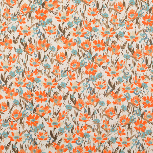 Cretonne tissu fleurs Blanc