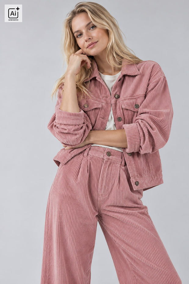 Corduroy 4.5w fabric Unicolour Old Pink